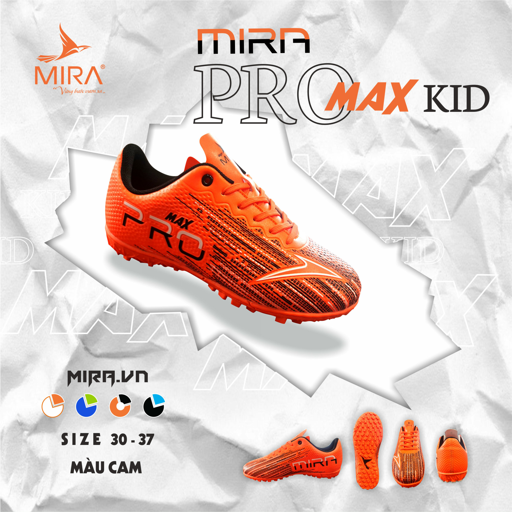 Giày Đá Bóng Mira Pro Max Đế Cao Su TF Sân Cỏ Nhân Tạo