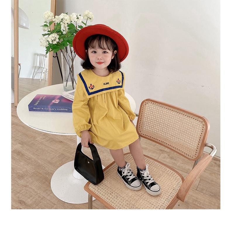 Váy bé gái dài tay phong cách thủy thủ dễ thương hàng QCCC