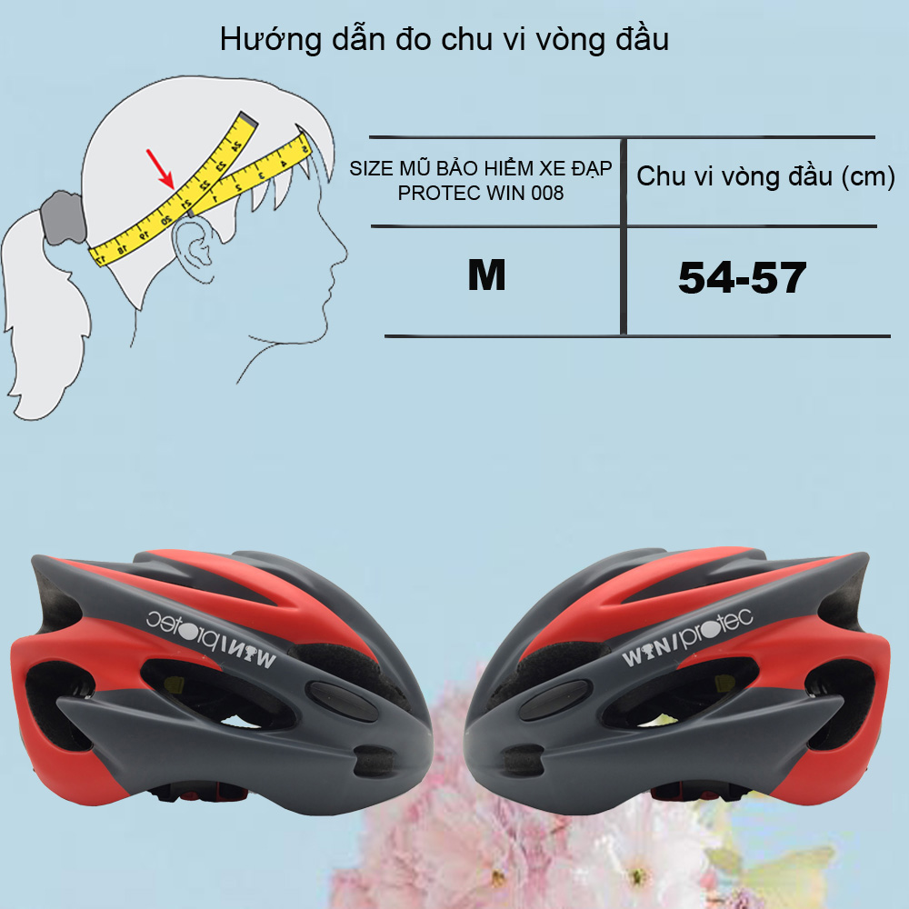 Mũ bảo hiểm xe đạp an toàn Protec Win 008, năng động, cá tính, size M cho tuổi Teen từ 10 đến 16 tuổi.