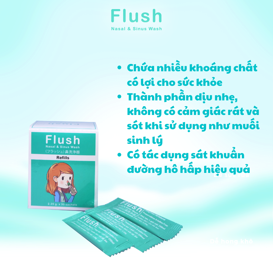 Muối Biển NewZealand Tinh Khiết FLUSH Rửa Mũi Cho Trẻ Hộp 30 Gói