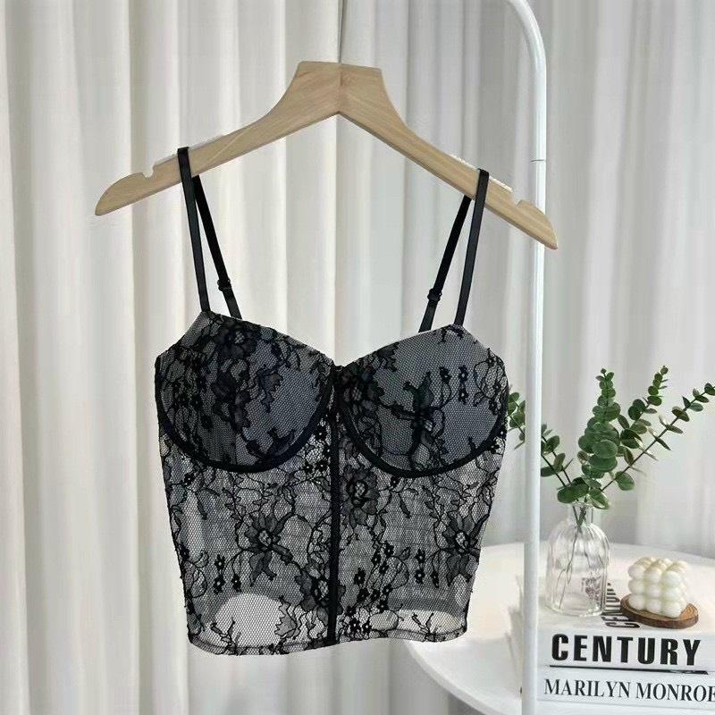 Áo bralette không mút, ren mềm xuyên thấu sexy