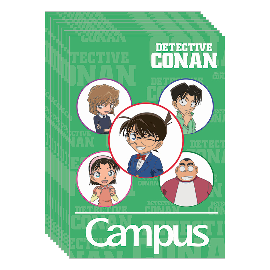 Lốc 10 Cuốn Vở Kẻ Ngang Có Chấm Campus Conan-Detective Kids NB-BCDK80 - ĐL 70 (80 Trang) - Mẫu Ngẫu Nhiên