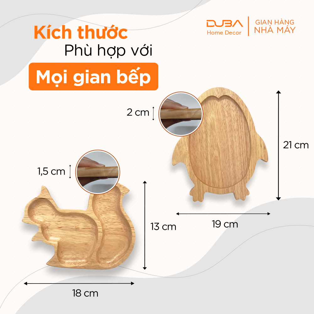 Khay gỗ decor dễ thương, đĩa gỗ hình động vật trang trí bếp đẹp chuẩn xuất khẩu - DUBA