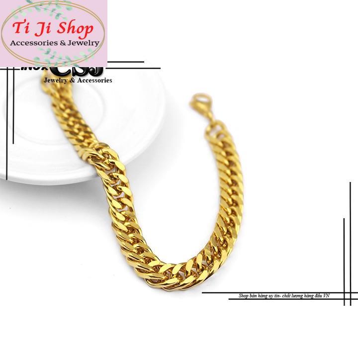 LẮC TAY NAM INOX MẠ VÀNG KIỂU LẶC ĐÔI 9mm đẹp mà chất