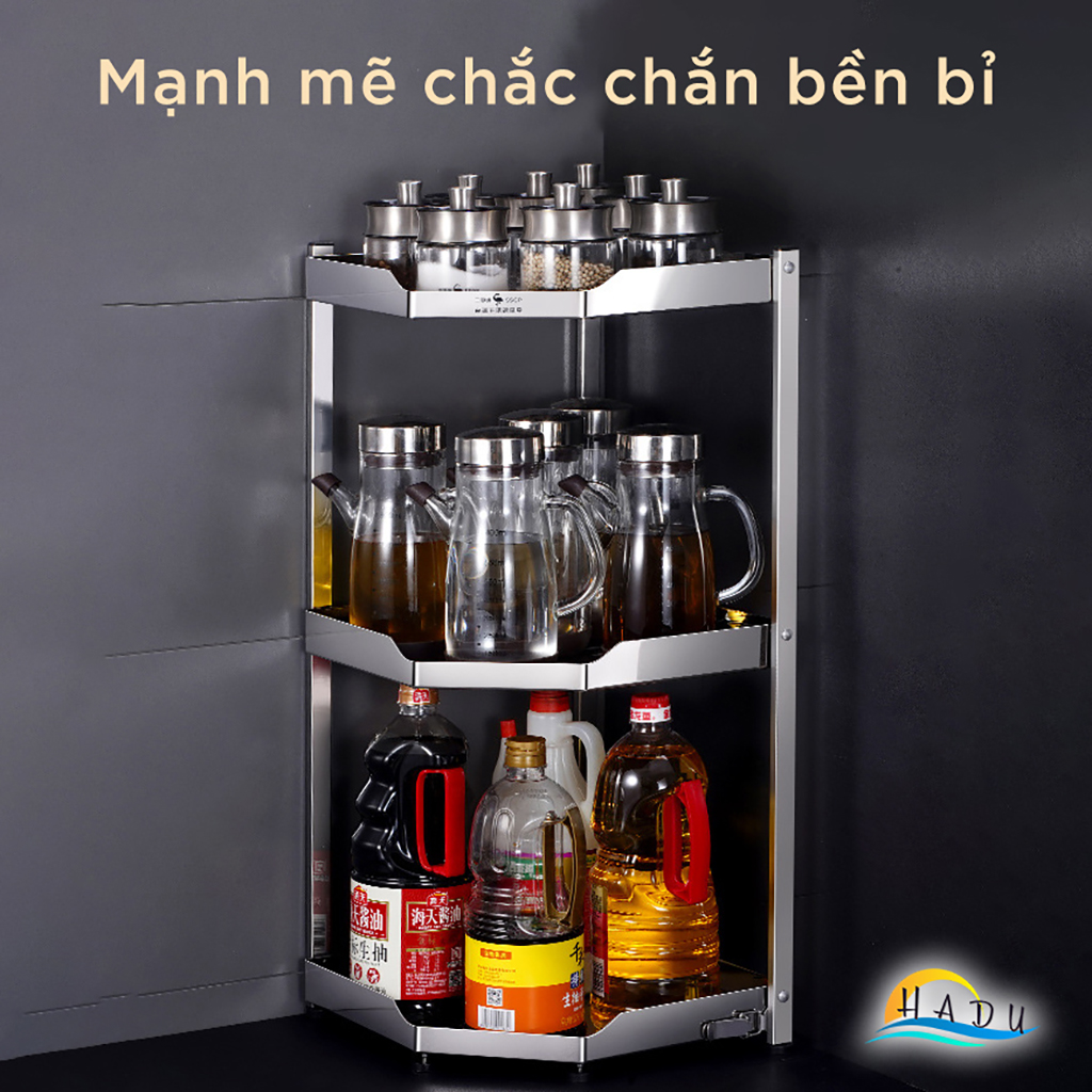 Kệ Góc Tường Inox 304 Tam Giác 2 3 Tầng Nhà Bếp Cao Cấp Đạt Chất Lượng Đức SSGP