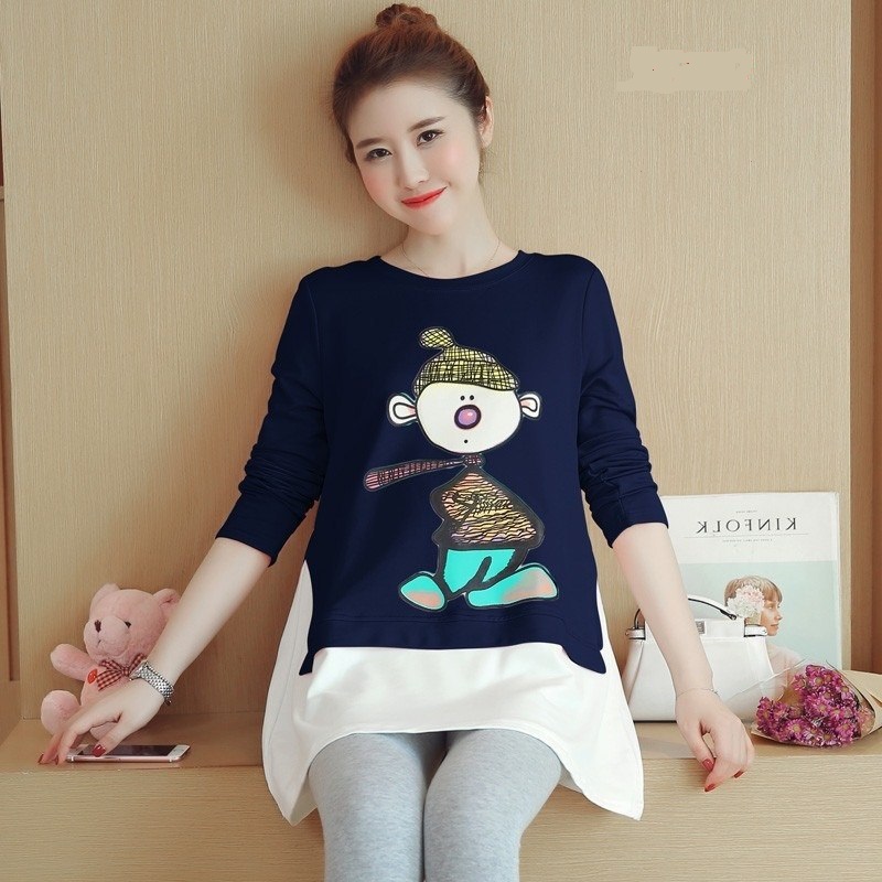 Bộ đồ dài mặc bầu họa tiết dễ thương