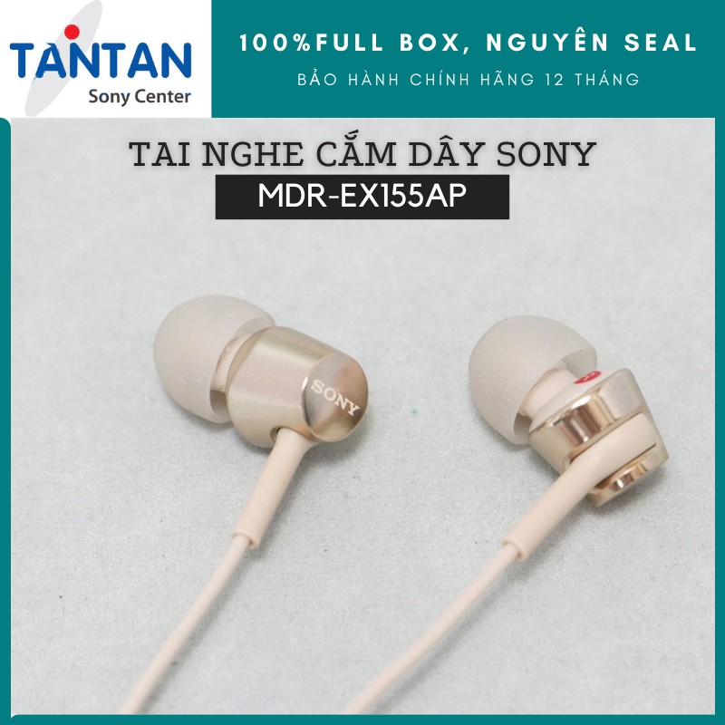 Tai nghe NHÉT TAI Sony MDR-EX155AP | FREESHIP | Loa Dynamic 9mm - Đeo thoải mái - Dải âm tần cao - Độ nhạy 103dB/mW | Hàng Chính Hãng