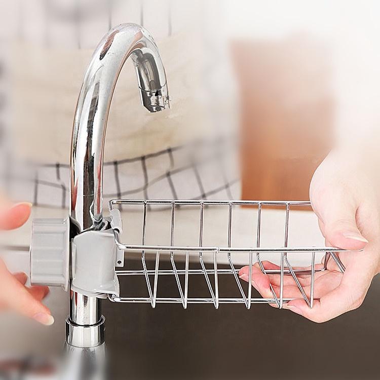 Giá Inox Gắn Vòi Nước Cho Khu Bếp Hiện Đại Cao Cấp, Giá Để Đồ Như Giẻ Rửa Bát, Chén Đĩa và Miếng Cọ Nồi, Xoong. Taky Home 4008