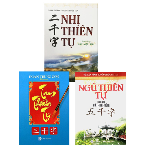 Combo 3 cuốn Hán - Việt - Nôm: Nhị Thiên Tự + Tam Thiên Tự + Ngũ Thiên Tự