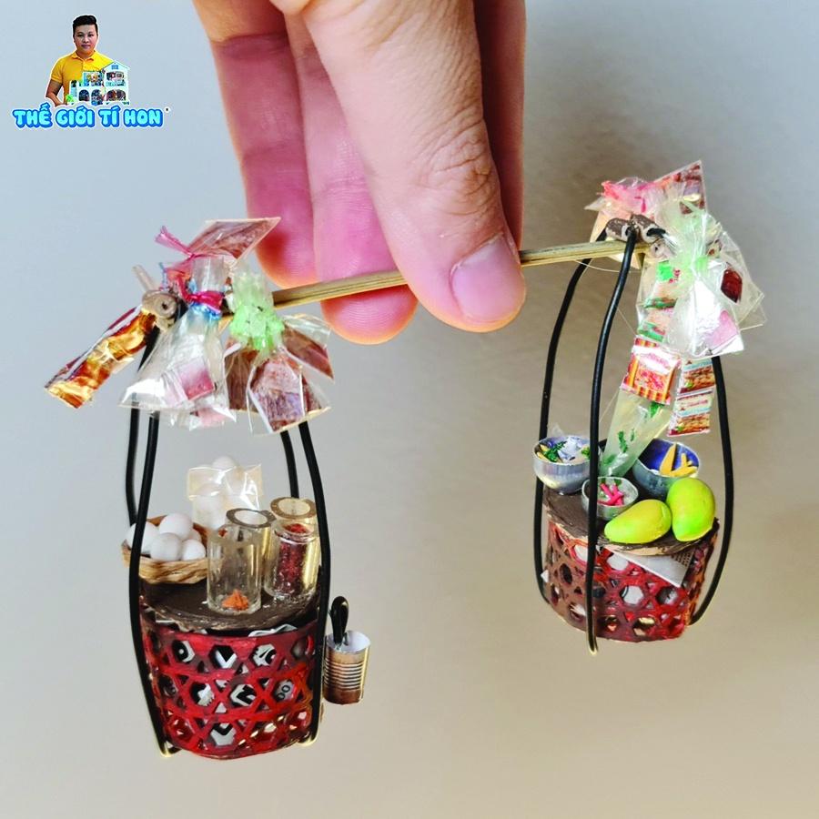 Mô Hình Xe Hàng Rong Sài Gòn Xưa Tí Hon - Thế Giới Tí Hon- GÁNH BÁNH TRÁNG TRỘN HR23