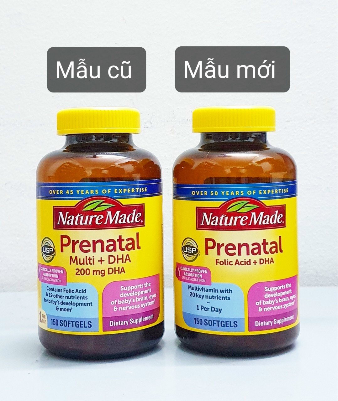 Vitamin tổng hợp cho bà bầu Nature Made Prenatal Acid Folic + DHA hộp 150 viên Massel Official