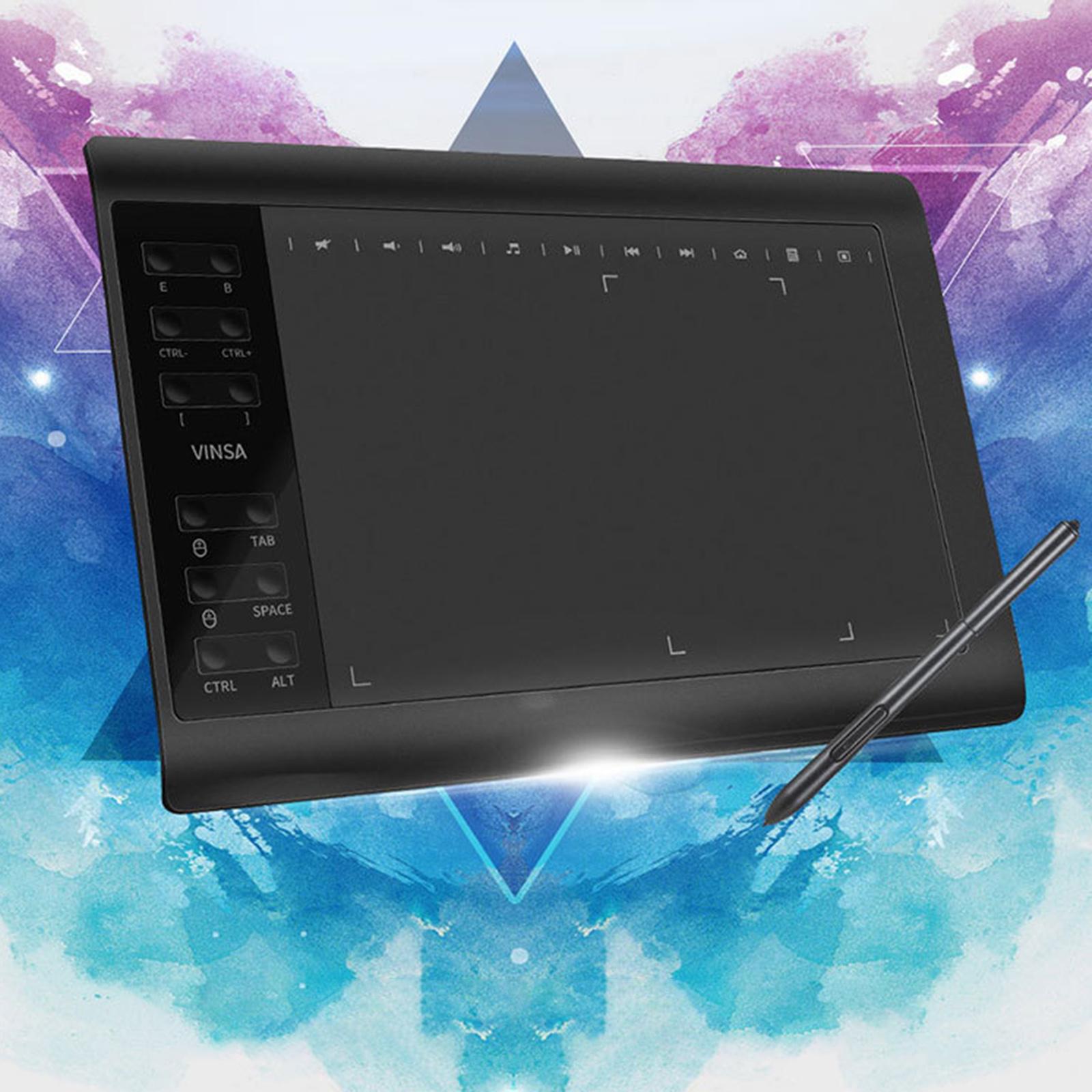 10 x 6 Inch Graphic Drawing Tablet, Graphic Tablet with Battery-free Pen, Drawing Pad Compatible with Mac, for Windows, Home-Office