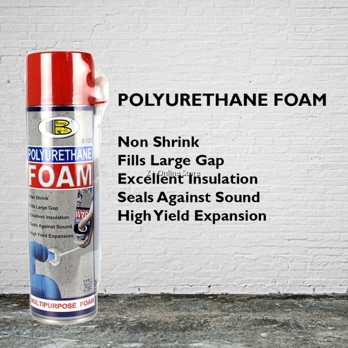 Chai keo bọt xốp cách nhiệt, chai keo bọt nở cách âm, cách nhiệt Polyurethane Foam (gọi tắt PU Foam)- Bosny B129 - Nhập khẩu Thái Lan- 500cc