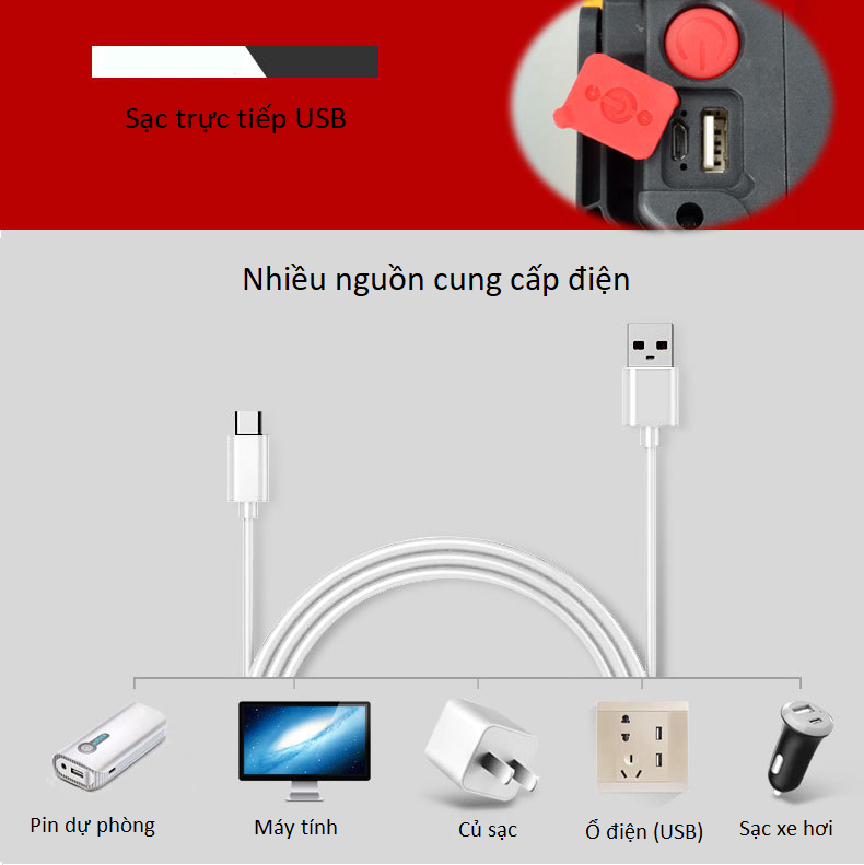 Đèn Led Ngoài Trời Công Suất 10W Sạc Điện Đa Năng
