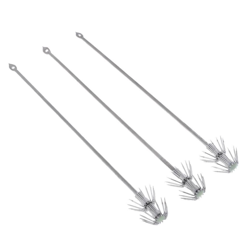 8x3pcs Luminous Squid Deep Sea Drop Underwater Catch Fishing Lure Hook Tackle