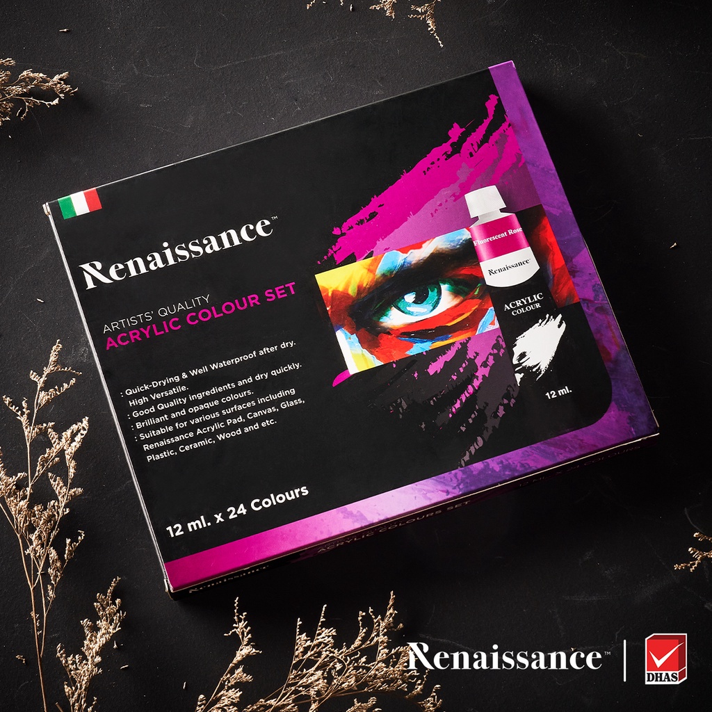 Bộ màu vẽ nước Renaissance Acrylic 24 màu x12 ML
