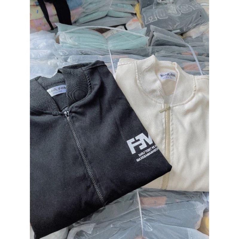 Áo khoác bomber da lộn hai lớp cao cấp, Áo khoác from rộng unisex FM