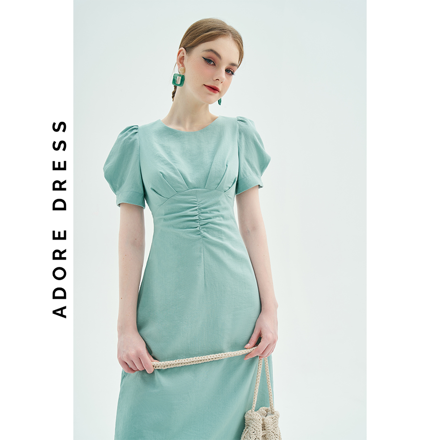 Đầm Midi dresses casual style giả đũi trơn cam nghệ và xanh mint 311DR2036  ADORE DRESS