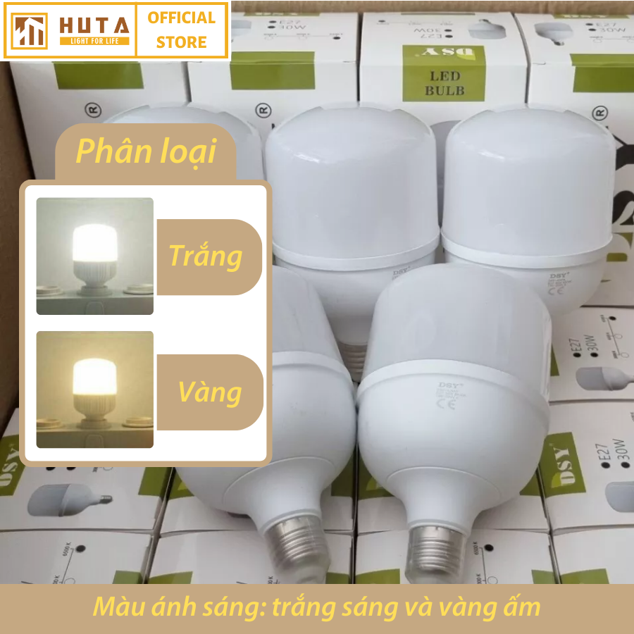 Bóng Đèn Led Trụ HUTA Đuôi E27, Tiết Kiệm Điện, Chống Nước, Ánh Sáng Trắng/Vàng, Công Suất 20w/30w, Chiếu Sáng Ngoài Trời, Sân Vườn