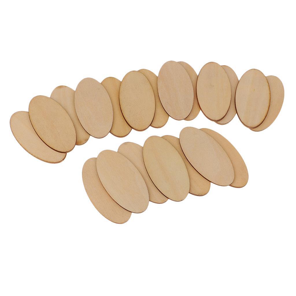 3-4pack Natural Wood Pieces - Unfinished Wooden Cutouts Disc 60 x 30 mm - 20 pcs