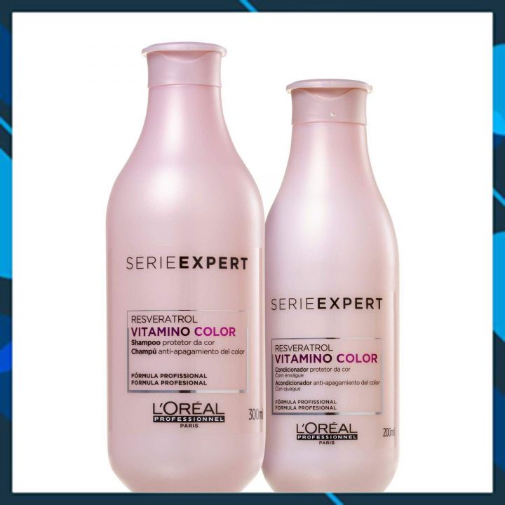 Bộ dầu gội xả chăm sóc giữ màu tóc nhuộm L'oreal Serie Expert Resveratrol Vitamino color radiance 300ml + 200ml