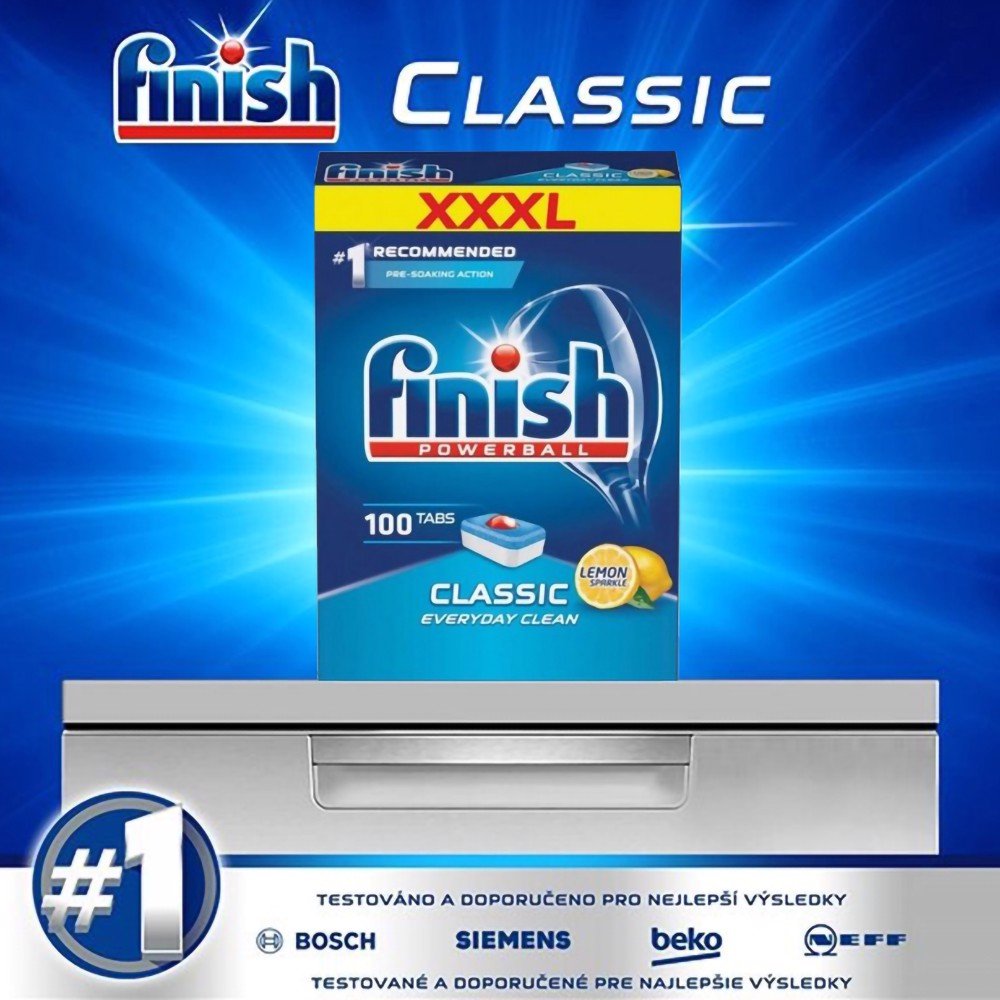 Viên rửa bát Finish Classic 100 viên/ hộp - Hương Chanh, Nhập khẩu EU