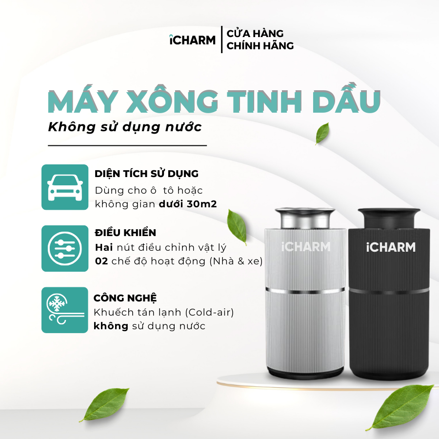 Máy xông tinh dầu, khuếch tán tạo mùi thơm ô tô, phòng ngủ, nhà vệ sinh i116 iCHARM