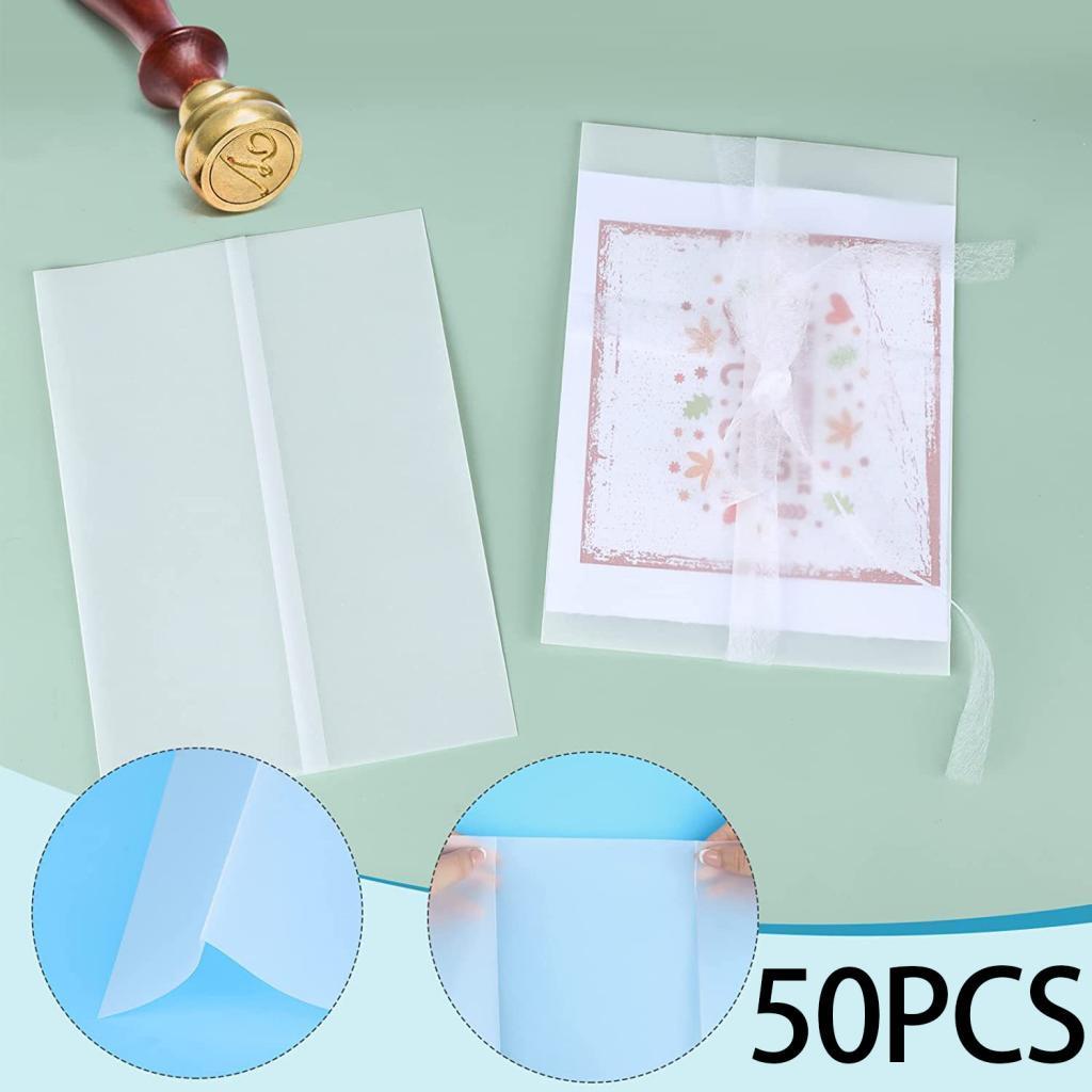 50Pcs Wedding Invitations Wrap, Paper Envelope Liners, Folded Invitations Jackets, Invitations Paper for Animation Sketching Baquet, Photo Overlays Cards