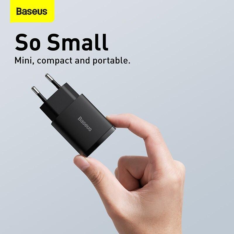 Hình ảnh Củ sạc nhanh Baseus Compact Quick Charger ( USB + Type-c 20W CN ) -Hàng Chính Hãng