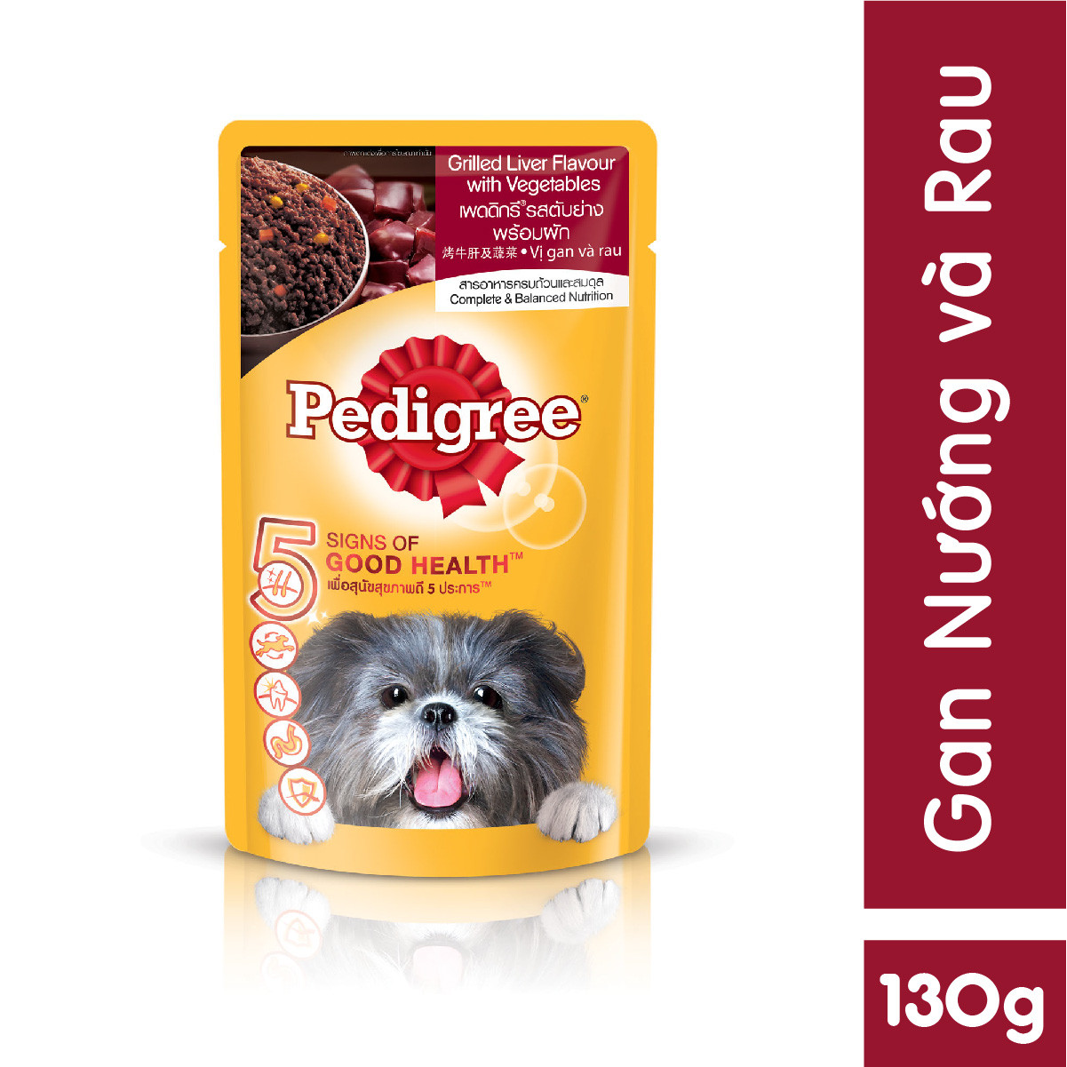 Thức ăn cho chó lớn dạng sốt Pedigree vị gan và rau 130g