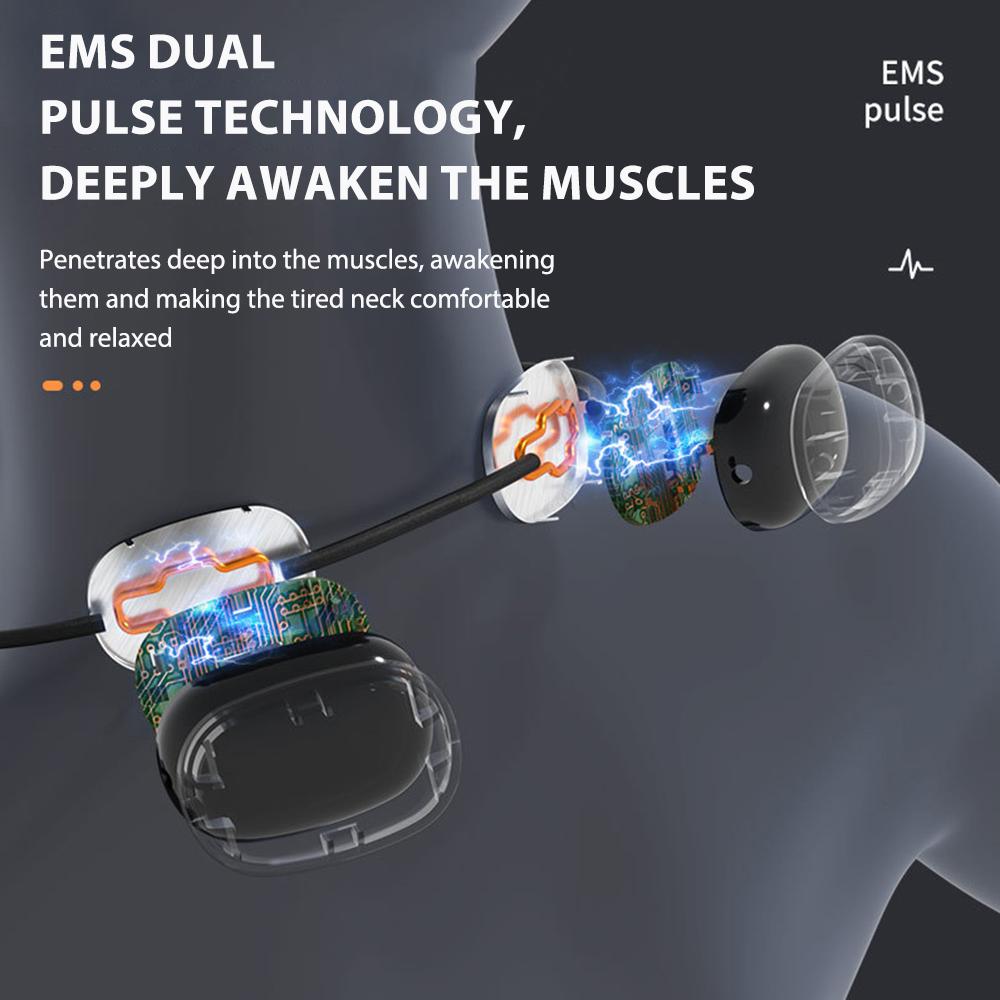 Treo cổ tử cung Massager điện EMS cổ vai Massage di động Nén nén Massager Thiết bị cổ thông minh (Đen)