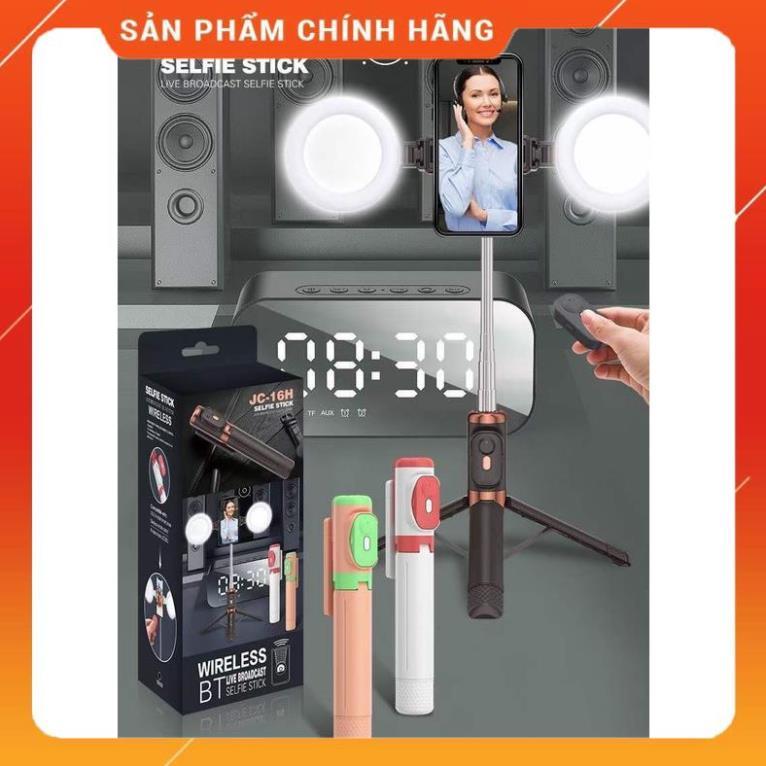 Gậy chụp ảnh JC-16H selfie dài 1.1m có 2 đèn gương led kèm giá đỡ 3 chân đa năng điều khiển bluetooth từ xa