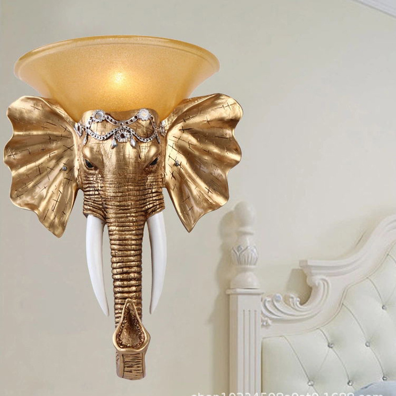 Đèn Trang Trí Đầu Voi Treo Tường Tối Giản Châu Âu Cao Cấp Sang Trọng Màu Gold - Hàng Nhập Khẩu