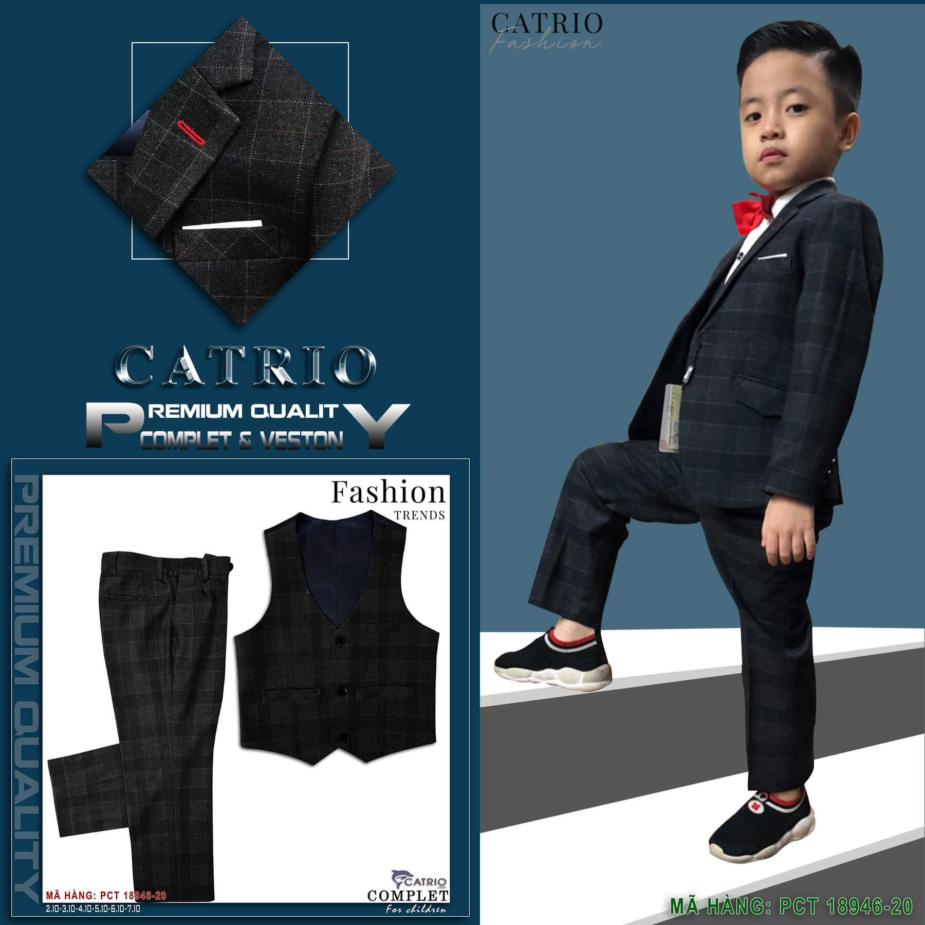 BỘ COMPLET TRẺ EM CATRIO PCT18946/20 LÀ BỘ VEST BÉ TRAI TỪ 8 TUỔI ĐẾN 10 TUỔI THUỘC BST BỘ ĐỒ QUẦN ÁO TRẺ EM MÙA LỄ TẾT, TIỆC CƯỚI NĂM 2021