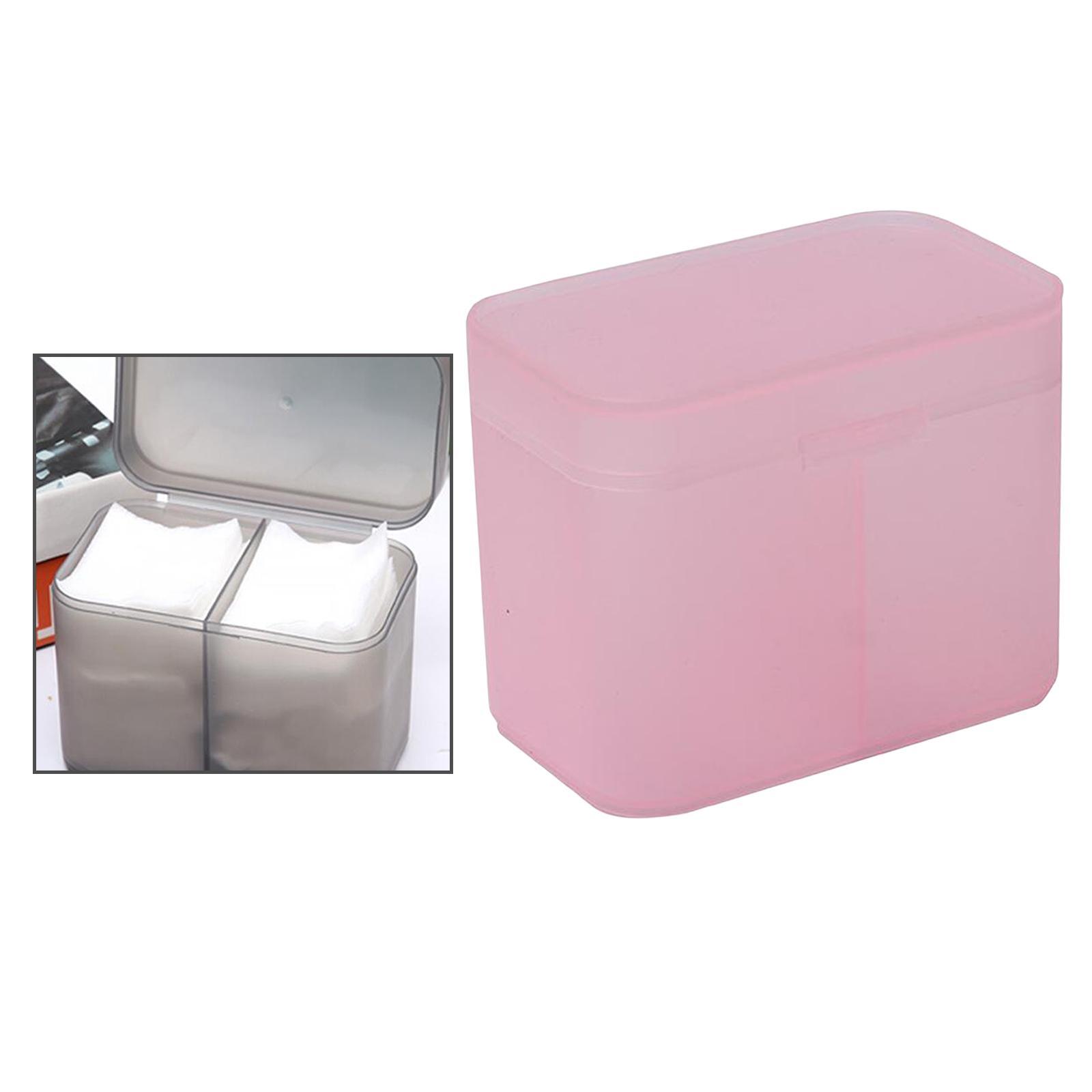 2xPlastic Organizer Holder Cotton Swab Nail Towels Makeup Pads Storage Pink