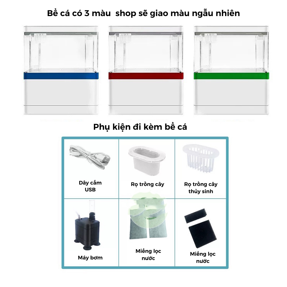 Bể Cá Mini FISH TANK Để Bàn Làm Việc Đa Chức Năng Hồ Thủy Sinh