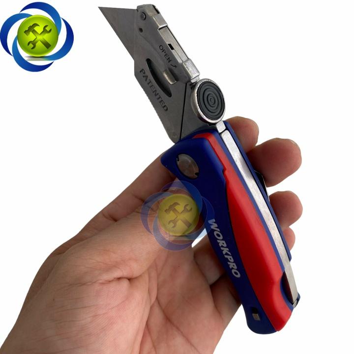Dao rọc cáp Workpro WP211006 gấp gọn thân nhựa thay lưỡi nhanh