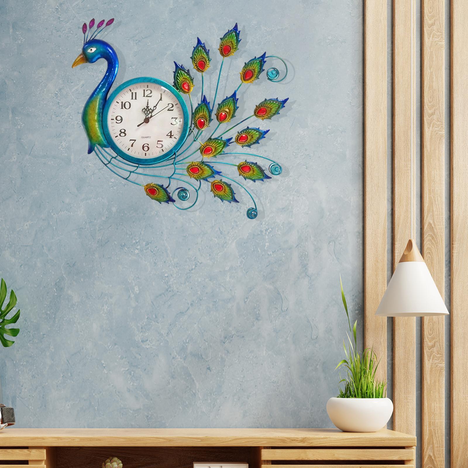 Metal Wall Clock Sculpture Mute Hanging Art Decoration for Home