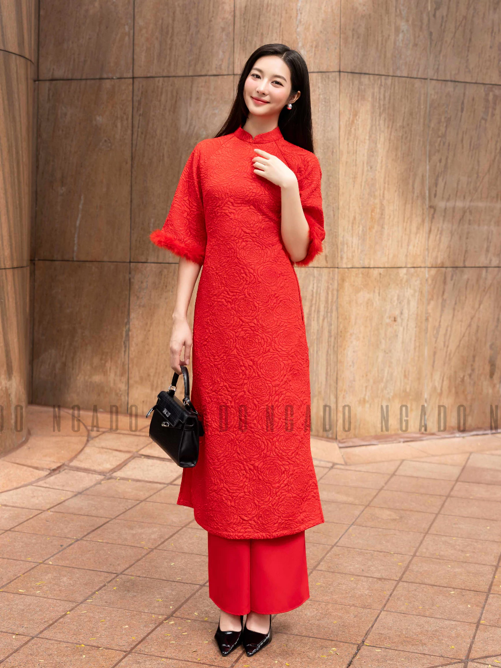 Áo dài Kim Phượng NGADO , áo dài đỏ , áo dài tết