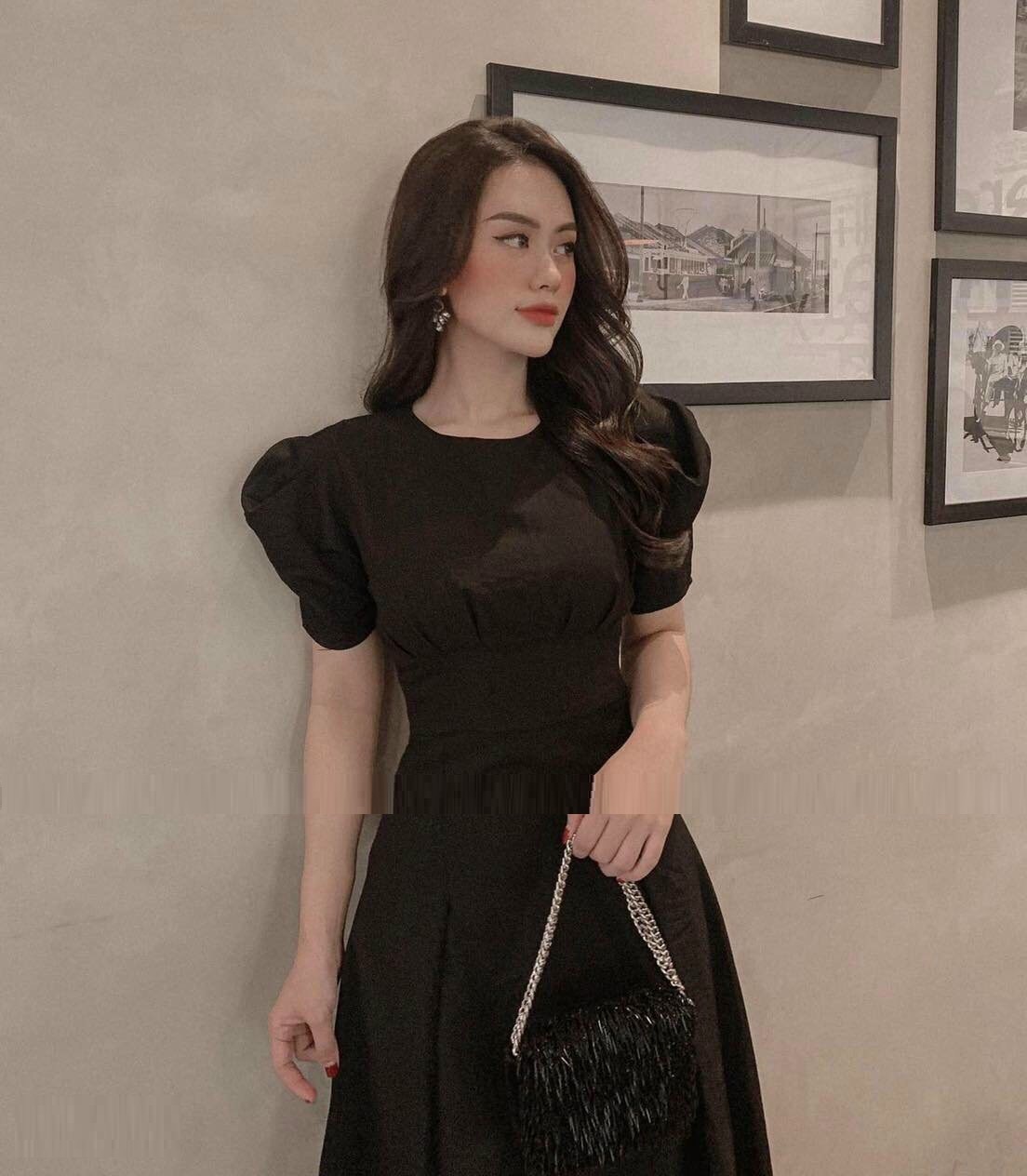 NHẸ NHÀNG, SANG TRỌNG VỚI EM  ĐẦM TIỂU THƯ CỔ TRÒN, TAY PHỒNG XẾP LY CÁCH ĐIỆU, HÀNG THIẾT KẾ LOẠI 1