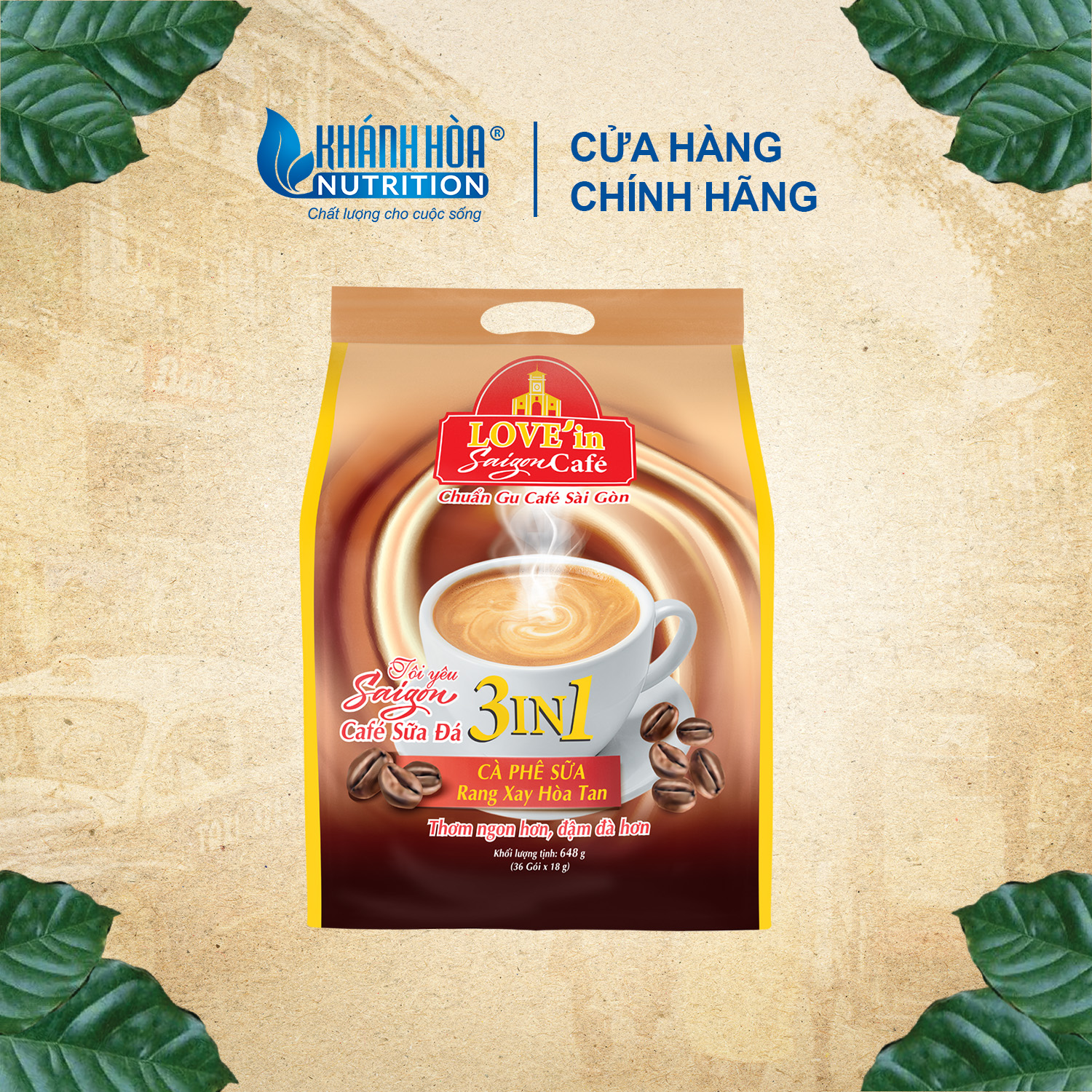 Cà Phê Sữa Rang Xay Hòa Tan 3IN1 LOVE’IN SAIGON CAFE - Khánh Hòa NutriFoods Thơm Ngon Hơn, Đậm Đà Hơn