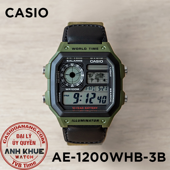 Đồng hồ nam dây vải Casio Standard chính hãng AE-1200WHB-3BVDF (42mm)