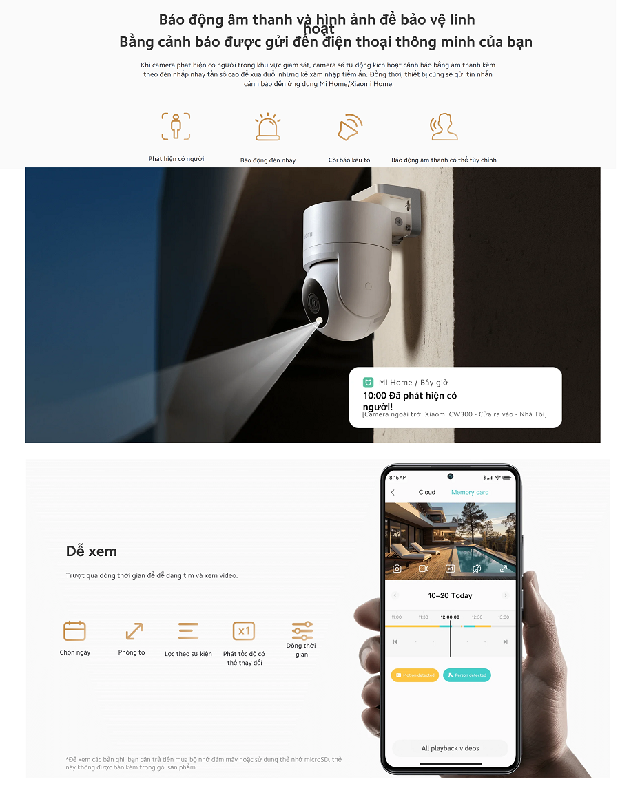 Camera Ngoài Trời 2.5K Xiaomi Outdoor Camera CW300 EU _  Hàng Chính Hãng , Bảo Hành 12 Tháng