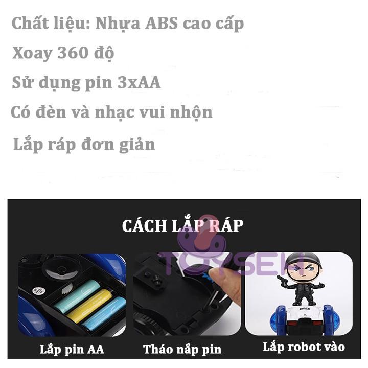Xe đồ chơi cảnh sát tự cân bằng xoay 360 độ có đèn nhạc vui nhộn cho trẻ từ 3 tuổi - Quà tặng sinh nhật cho bé
