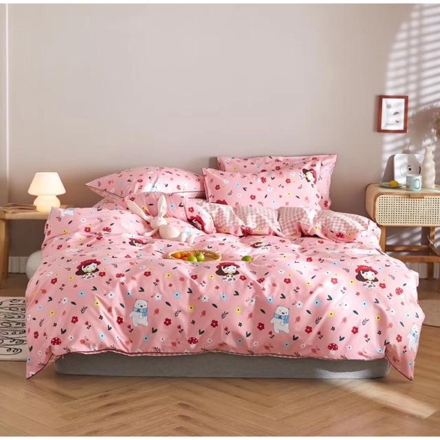 Set Cotton LiVing 100%cotton Hàng Nhập Khẩu Cao Cấp 4 Món Hello Summer Cô Bé Mùa Hè