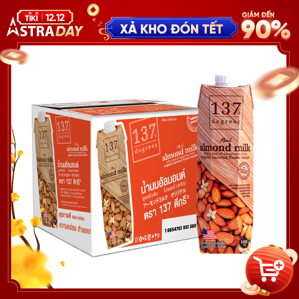 Thùng Sữa Hạt Hạnh Nhân Nguyên Chất 137 Degrees (1000ML x 12 Hộp)