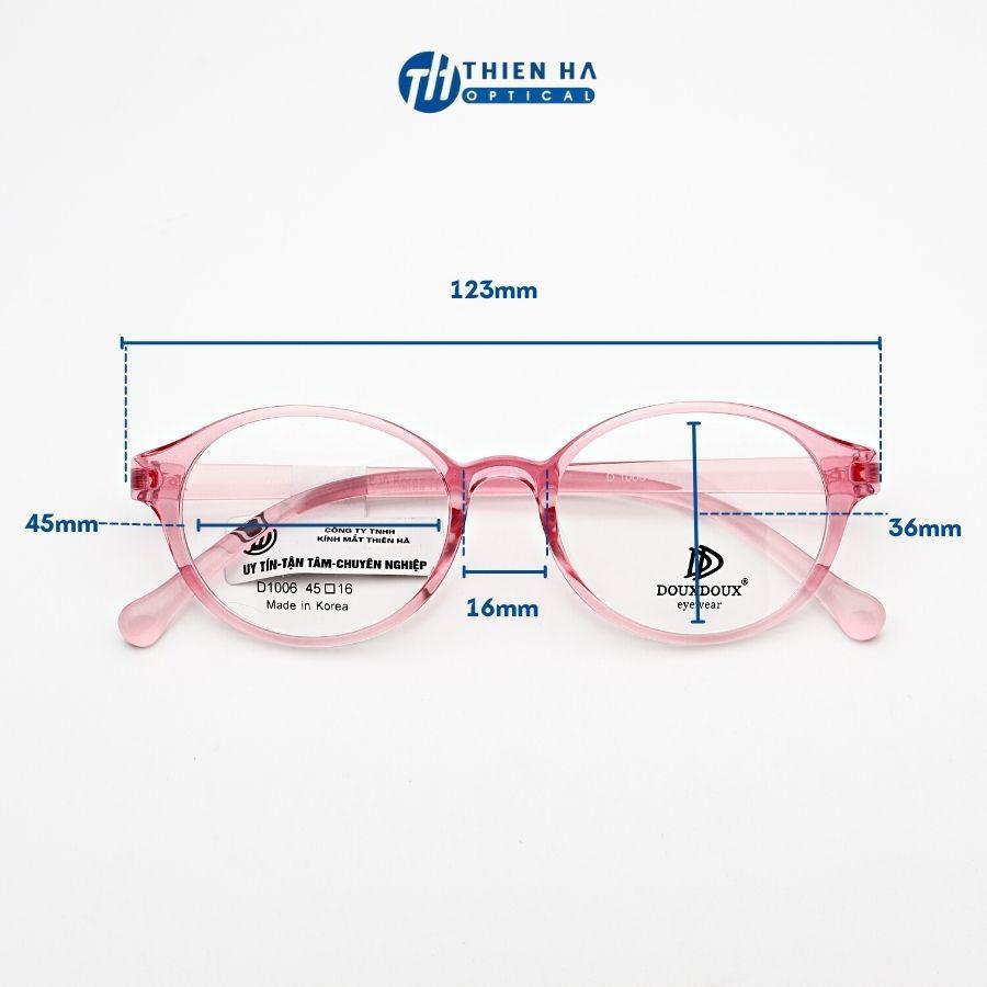 Gọng kính trẻ em dáng tròn THIEN HA OPTICAL nhập khẩu Hàn Quốc nhựa dẻo nhẹ an toàn cho da nhiều màu cute DOUXDOUX D1006
