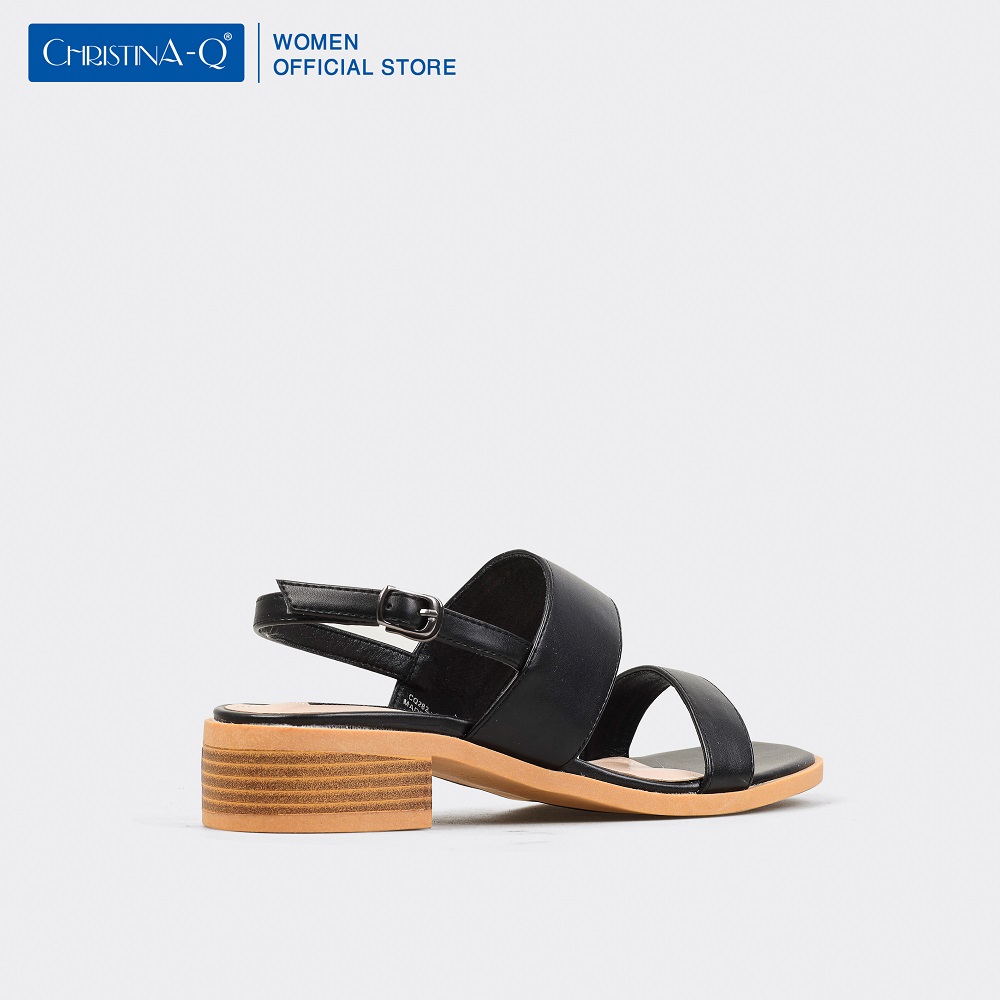 Giày Sandals Nữ Gót Phối Vân Gỗ ChristinA-Q XDN282