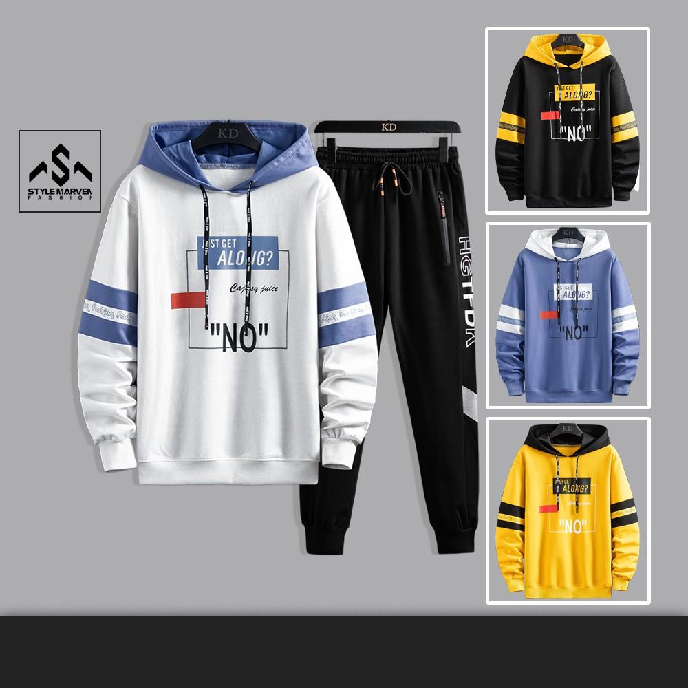 Bộ quần áo nỉ thể thao unisex Hoodie ALONG in cách điệu phối quần Jogger bo ống năng động SET NAM 90000169