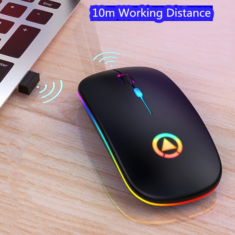 Chuột Không Dây RGB Sạc Máy Tính Mause Im Lặng Công Thái LED Chuột USB Backlit Nhiều Màu Sắc Phát Sáng Chuột Văn Phòng Cho Laptop